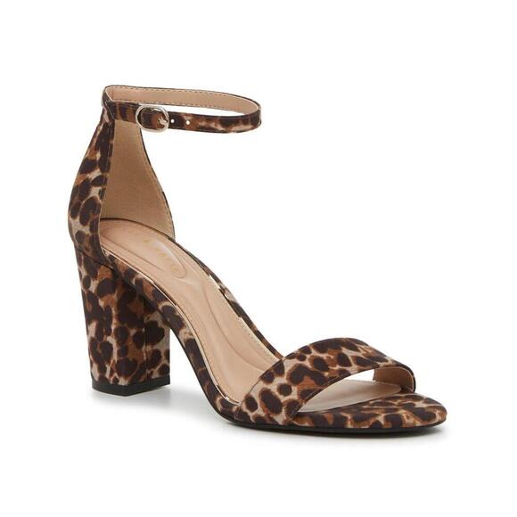 KELLY & KATIE Leopard Print Block Heel Ankle Strap‎ Sandals Shoes 6½M - Picture 1 of 16